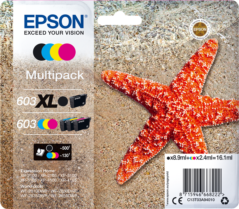 CARTUCHO EPSON T603 MULTIPACK BK XL C M Y XP 2100